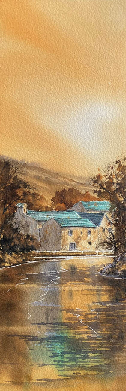 county carlow watercolour painting, river barrow mill