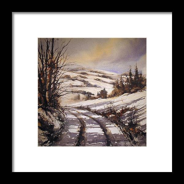 Shadow and light snow scene watercolour of Ireland for sale