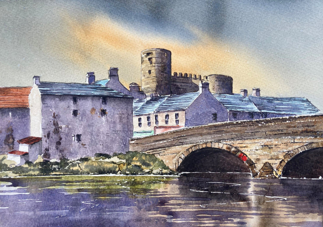 carlow scene watercolour painting for sale, river barrow 