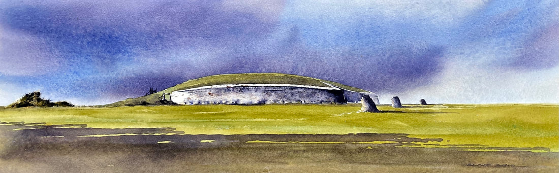 Newgrange on the hill of tara. watercolour painting for sale  ireland
